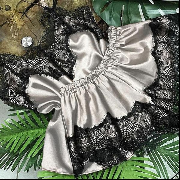 s xl satin pajama womens sleepwears set solid color lace v neck pyjamas nightgown sleeveless cami short pijama, Black;red
s xl satin pajama womens sleepwears set solid color lace v neck pyjamas nightgown sleeveless cami short pijama, Black;red