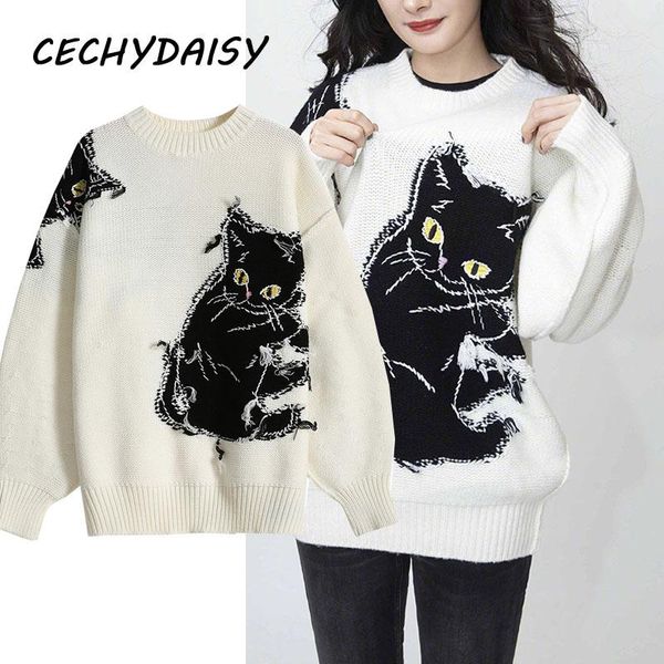 animal cat fashion women sweater o-neck long sleeve casual korean clothes knitted pullovers jumper sweaters streetwear women's, White;black
animal cat fashion women sweater o-neck long sleeve casual korean clothes knitted pullovers jumper sweaters streetwear women's, White;black