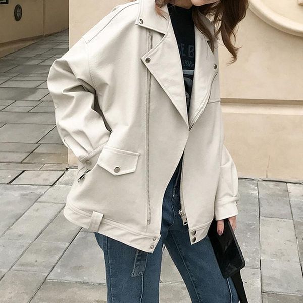 women's jackets loose motorcycle female streetwear oversized coat faux leather jacket women casual korean chic spring autumn coats, Black;brown
women's jackets loose motorcycle female streetwear oversized coat faux leather jacket women casual korean chic spring autumn coats, Black;brown