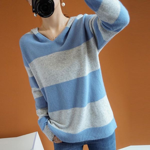 women's sweaters hooded sweater women 2021 autumn and winter wool loose gentle style striped cashmere pullover, White;black
women's sweaters hooded sweater women 2021 autumn and winter wool loose gentle style striped cashmere pullover, White;black