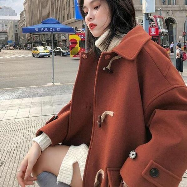 women's wool & blends 2021 winter women turn-down collar horn button coat outerwear clothing office lady fashion warm woolen elegant l1, Black
women's wool & blends 2021 winter women turn-down collar horn button coat outerwear clothing office lady fashion warm woolen elegant l1, Black