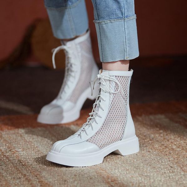 summer european genuine leather women network boots ankle round head cattle non-slip soles shoes, Black
summer european genuine leather women network boots ankle round head cattle non-slip soles shoes, Black