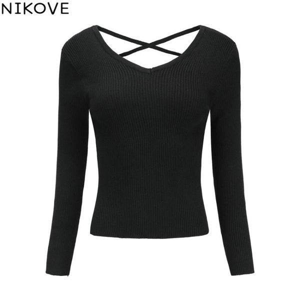 women's sweaters nikove 2021 v-neck long sleeve halter sweater soft knitted bodysuit size s, White;black
women's sweaters nikove 2021 v-neck long sleeve halter sweater soft knitted bodysuit size s, White;black