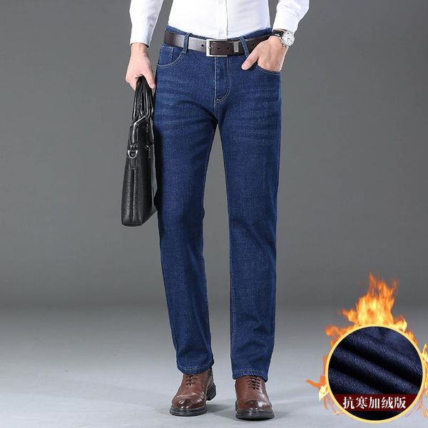 men's jeans fleece fall/winter straight leg classic stretch fashion overalls pants business brand men, Blue
men's jeans fleece fall/winter straight leg classic stretch fashion overalls pants business brand men, Blue