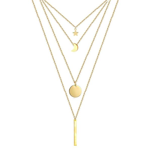 pendant necklaces stainless steel chain pentacle star round coin moon bar pendants for women multi layered, Silver
pendant necklaces stainless steel chain pentacle star round coin moon bar pendants for women multi layered, Silver