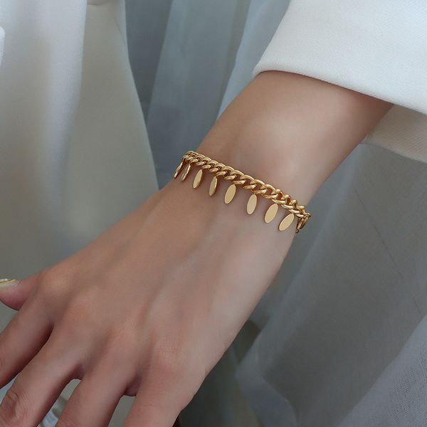 france designer e256 gold leaf chains bracelets stainless steel women charm jewelry 15+5cm long, Golden;silver
france designer e256 gold leaf chains bracelets stainless steel women charm jewelry 15+5cm long, Golden;silver