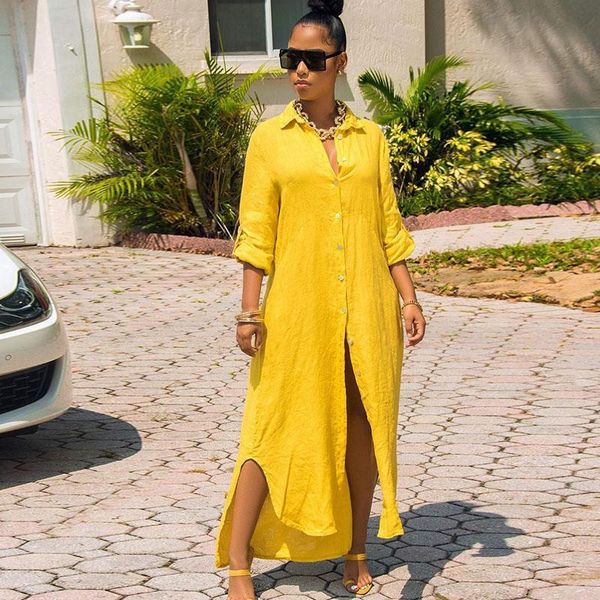 casual dresses fashion women long sleeve shirt dress autumn ladies turn down collar ankle-length party solid button maxi, Black;gray
casual dresses fashion women long sleeve shirt dress autumn ladies turn down collar ankle-length party solid button maxi, Black;gray