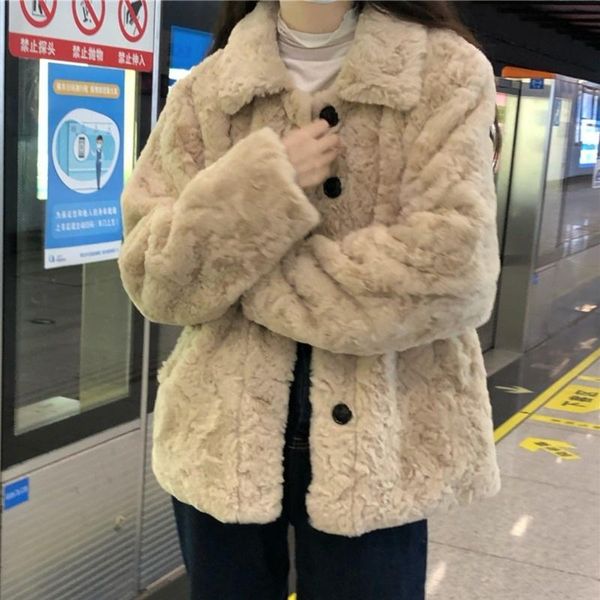 women's jackets cmaz 2021 autumn winter thick coats for women korean style imitation plush fur furry loose cotton jacket coat wo, Black;brown
women's jackets cmaz 2021 autumn winter thick coats for women korean style imitation plush fur furry loose cotton jacket coat wo, Black;brown