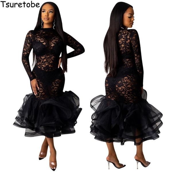 casual dresses tsuretobe perspective lace maxi dress women bodycon party mermaid long sleeve mesh patchwork cascading vestidos femal, Black;gray
casual dresses tsuretobe perspective lace maxi dress women bodycon party mermaid long sleeve mesh patchwork cascading vestidos femal, Black;gray