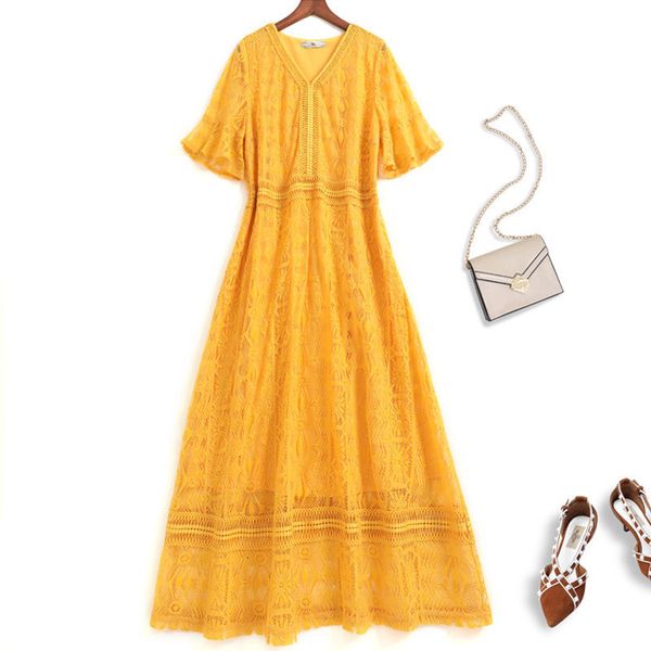 casual dresses summer women elegant yellow lace short sleeve hollow out vintage plus size 5xl vestidos y159 yj4n, Black;gray
casual dresses summer women elegant yellow lace short sleeve hollow out vintage plus size 5xl vestidos y159 yj4n, Black;gray