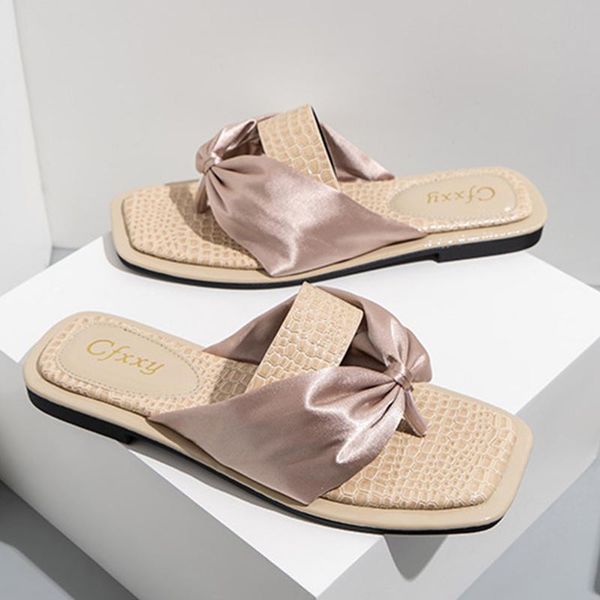 women slippers ribbon personality stone pattern design flip flops solid color non-slip square head open toed woman shoes, Black
women slippers ribbon personality stone pattern design flip flops solid color non-slip square head open toed woman shoes, Black