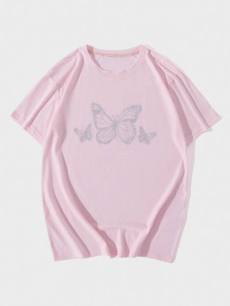 men butterfly rhinestone tee 78tm#, White;black 
men butterfly rhinestone tee 78tm#, White;black