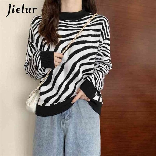 autumn women's sweater o-neck zebra striped loose pullovers knitted soft sweaters winter casual female s-l 210426, White;black
autumn women's sweater o-neck zebra striped loose pullovers knitted soft sweaters winter casual female s-l 210426, White;black