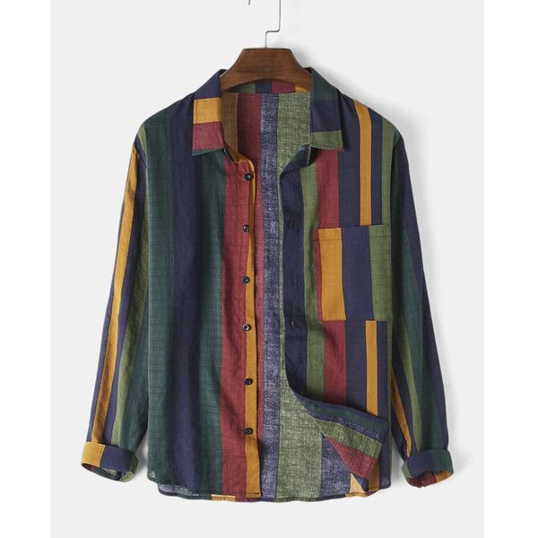 men's casual shirts mens linen long sleeve shirt with pocket vertical multi color striped lapel cotton breathable, White;black
men's casual shirts mens linen long sleeve shirt with pocket vertical multi color striped lapel cotton breathable, White;black