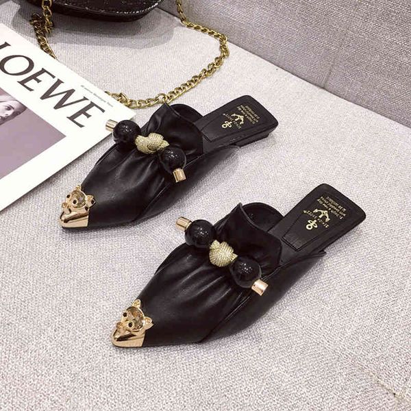 slippers fashion mule women flat shoes pointed toe female animal buckle slides slip on dress loafers pearl decoration shoe woman j, Black
slippers fashion mule women flat shoes pointed toe female animal buckle slides slip on dress loafers pearl decoration shoe woman j, Black
