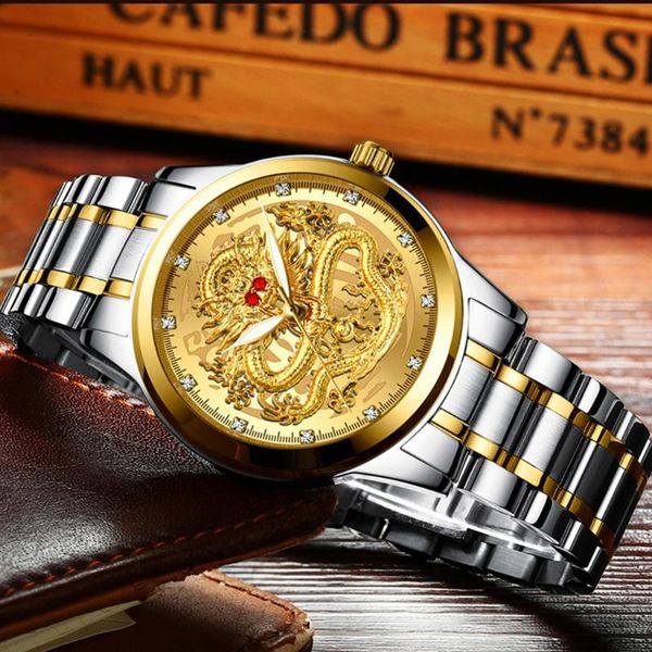 men's watch luxury gold waterproof fashion dragon face sculpture reloj hombre 2021 wristwatches, Slivery;brown
men's watch luxury gold waterproof fashion dragon face sculpture reloj hombre 2021 wristwatches, Slivery;brown