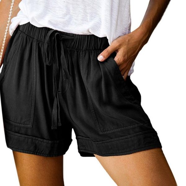 women's summer shorts women plus size high waist drawstring short pants fashion loose solid color clothing, White;black
women's summer shorts women plus size high waist drawstring short pants fashion loose solid color clothing, White;black