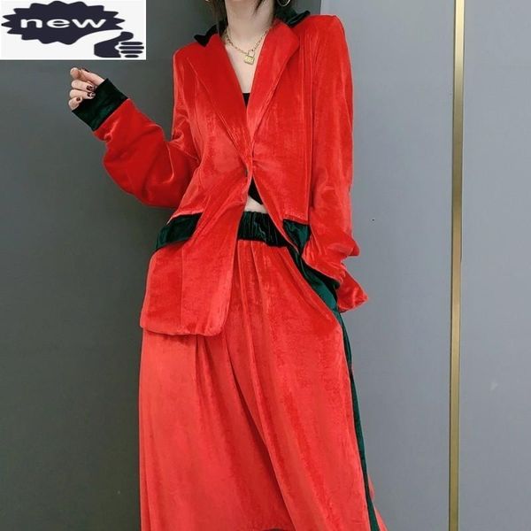 women's two piece pants street women autumn single button blazer elastic waist loose baggy velvet suit jacket harem set, White
women's two piece pants street women autumn single button blazer elastic waist loose baggy velvet suit jacket harem set, White