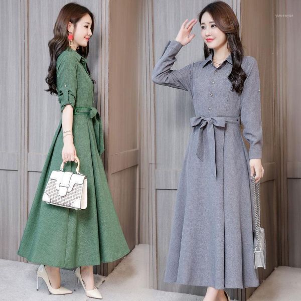 casual dresses cotton linen shirt female 2021 autumn sleeve elegant dress cold wind slim long big swing vestidos z670, Black;gray
casual dresses cotton linen shirt female 2021 autumn sleeve elegant dress cold wind slim long big swing vestidos z670, Black;gray