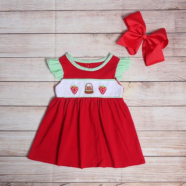 girl's dresses fashion boutique girls summer clothes red sleeveless green plaid lace strawberry embroidery pattern dress, Red;yellow
girl's dresses fashion boutique girls summer clothes red sleeveless green plaid lace strawberry embroidery pattern dress, Red;yellow