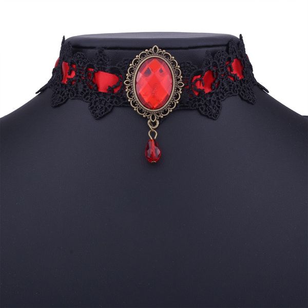 n6052 necklace european and american lace diamond gothic drop shaped pendant for halloween, Silver
n6052 necklace european and american lace diamond gothic drop shaped pendant for halloween, Silver