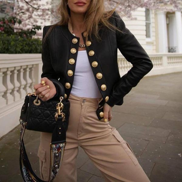 women's jackets fashion retro golden button outwear elegant office lady blazer outcoat autumn women o neck long sleeve jacket coat all-, Black;brown
women's jackets fashion retro golden button outwear elegant office lady blazer outcoat autumn women o neck long sleeve jacket coat all-, Black;brown