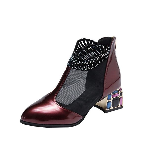 sandals casual thick-heeled patent leather mesh boots female hollow large size yarn with rhinestone baotou sandals8, Black
sandals casual thick-heeled patent leather mesh boots female hollow large size yarn with rhinestone baotou sandals8, Black