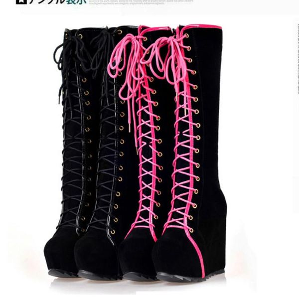 boots 14cm leather women over the knee lace up high heels autumn woman shoes winter platfrm size 34-43, Black
boots 14cm leather women over the knee lace up high heels autumn woman shoes winter platfrm size 34-43, Black