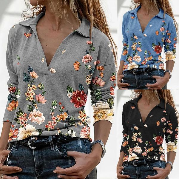 women's blouses & shirts women fashion flowers print turn down v-neck long sleeves pullover blouse elegant office sleeve clothes, White
women's blouses & shirts women fashion flowers print turn down v-neck long sleeves pullover blouse elegant office sleeve clothes, White