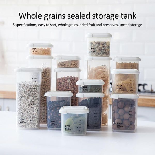 storage bottles & jars 240/650/1000/1800/2200ml tea bean grain spice food plastic box transparent sealed jar for kitchen fridge container
storage bottles & jars 240/650/1000/1800/2200ml tea bean grain spice food plastic box transparent sealed jar for kitchen fridge container