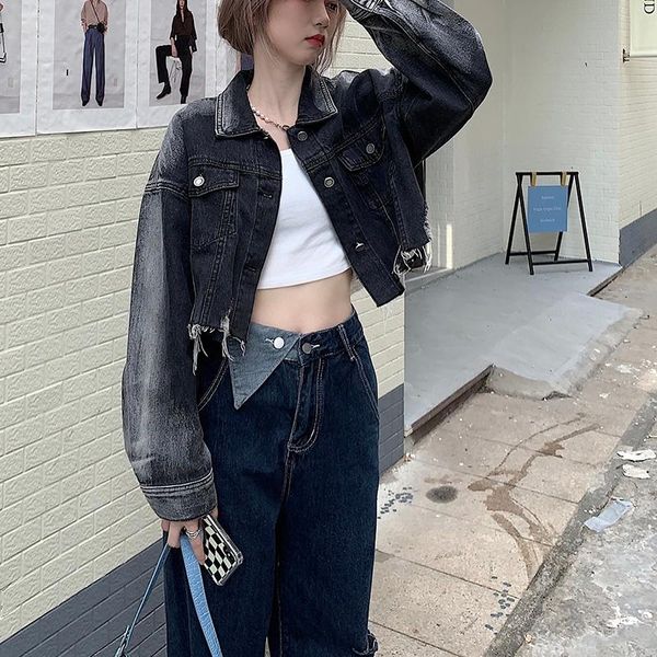 women's jackets korean casual cowboy single-breasted cardigan vintage tie dye gradient printing denim full sleeve irregular burrs jacke, Black;brown
women's jackets korean casual cowboy single-breasted cardigan vintage tie dye gradient printing denim full sleeve irregular burrs jacke, Black;brown