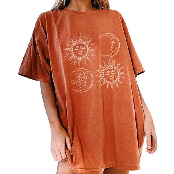 women's t-shirt women summer vintage t-shirt, adults casual loose moon & sun print short sleeve round neck pullover 2021, White
women's t-shirt women summer vintage t-shirt, adults casual loose moon & sun print short sleeve round neck pullover 2021, White