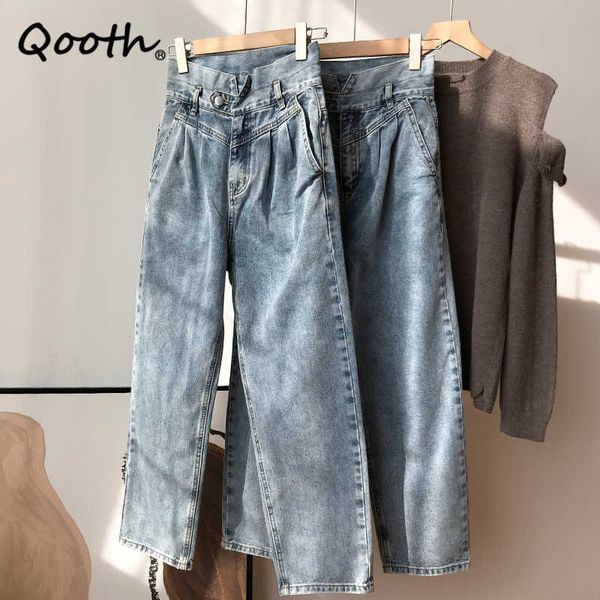 qooth retro wide leg high waist jeans straight loose college style trousers fashion casual all-match cool qt592 210609, Blue
qooth retro wide leg high waist jeans straight loose college style trousers fashion casual all-match cool qt592 210609, Blue