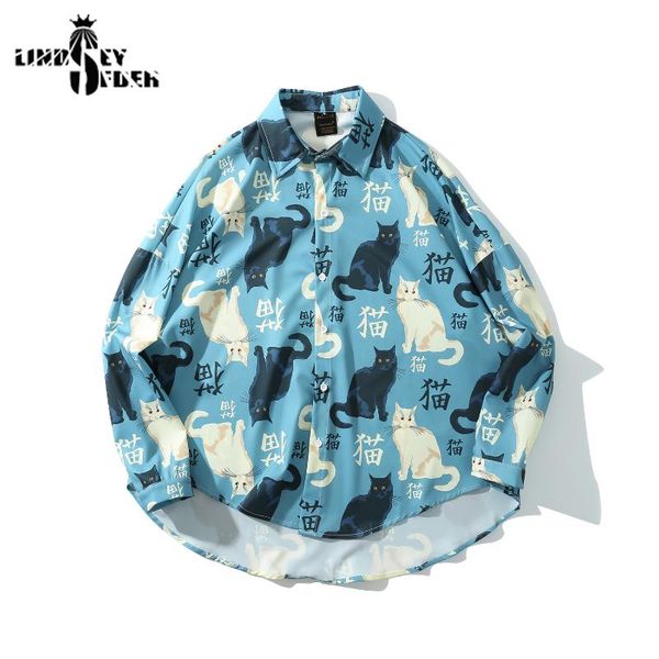 men's casual shirts shirt vintage black orange cats in chinese calligraphy silky soft light blue longsleeve loose streetwear, White;black
men's casual shirts shirt vintage black orange cats in chinese calligraphy silky soft light blue longsleeve loose streetwear, White;black
