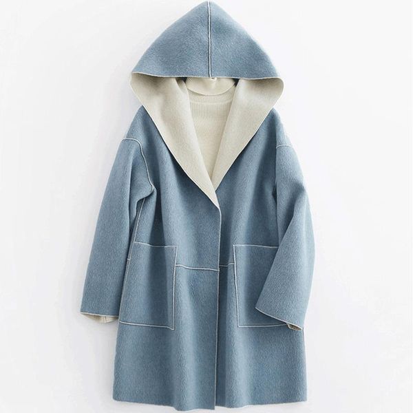 women's wool & blends real 100% coat female jacket 2021 autumn winter women hooded double side woolen coats korean long my en s, Black
women's wool & blends real 100% coat female jacket 2021 autumn winter women hooded double side woolen coats korean long my en s, Black