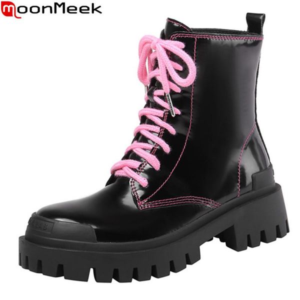 boots moonmeek 2021 genuine leather square heels round toe fashion lace up women autumn winter ankle black
boots moonmeek 2021 genuine leather square heels round toe fashion lace up women autumn winter ankle black
