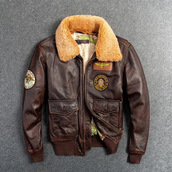 men's leather & faux plus size vintage brown flight jacket 5xl motorcyle fur collar coat pilot, Black
men's leather & faux plus size vintage brown flight jacket 5xl motorcyle fur collar coat pilot, Black