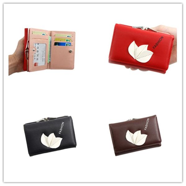 wallets ladies lovely leaves decoration short wallet women creative buckle purse change card coin pocket casual style holder, Red;black
wallets ladies lovely leaves decoration short wallet women creative buckle purse change card coin pocket casual style holder, Red;black