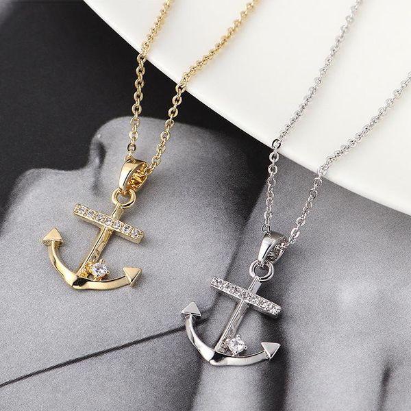 fashion couple anchor necklace pendants for lovers gifts chains, Silver 
fashion couple anchor necklace pendants for lovers gifts chains, Silver