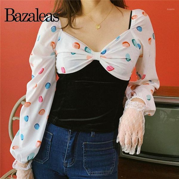 bazaleas retro color dot print velvet black patchwork blusas mujer de moda 2021 holiday shirt vintage slim women blouse women's blouses, White
bazaleas retro color dot print velvet black patchwork blusas mujer de moda 2021 holiday shirt vintage slim women blouse women's blouses, White