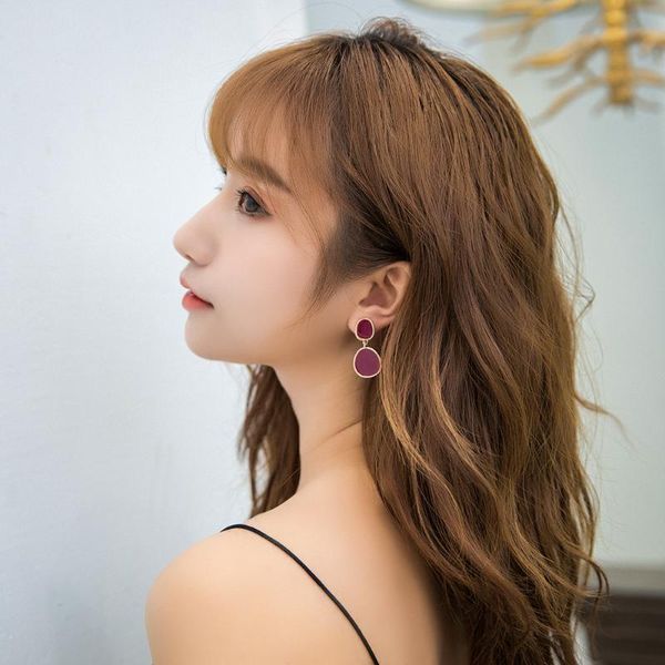 clip-on & screw back earrings oval geometric wine red charming pierced ear clip female retro temperament, Silver
clip-on & screw back earrings oval geometric wine red charming pierced ear clip female retro temperament, Silver