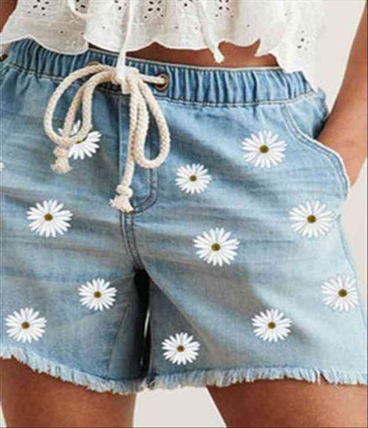 printed three point low womens jeans stretch denim shorts with rubber band waist, Blue
printed three point low womens jeans stretch denim shorts with rubber band waist, Blue