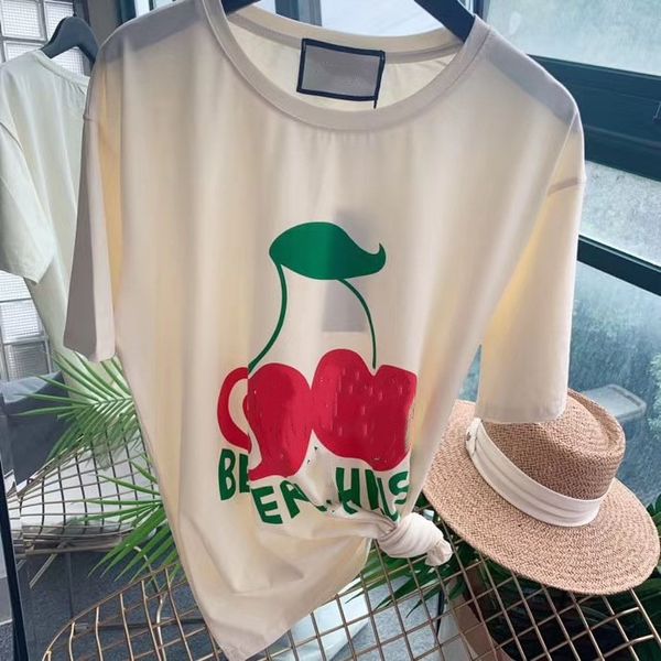 2021 new short-sleeved t-shirt men and women the same cotton cherry letter printing cotton round neck casual bottoming shirt, White
2021 new short-sleeved t-shirt men and women the same cotton cherry letter printing cotton round neck casual bottoming shirt, White
