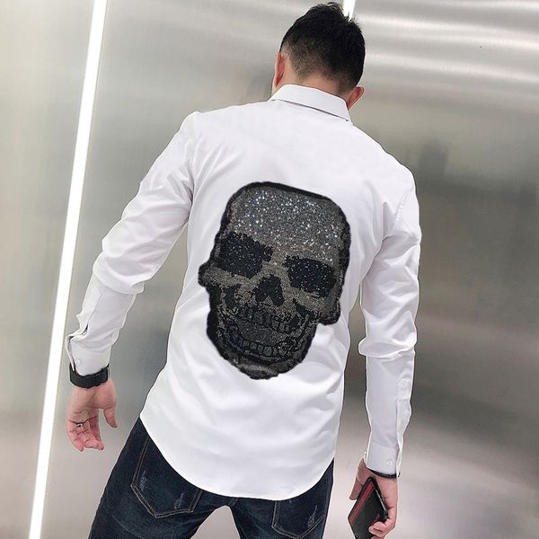 men's t-shirts classic black design mark male shirt skull strass hip hop trend youth long sleeve ykqd, White;black
men's t-shirts classic black design mark male shirt skull strass hip hop trend youth long sleeve ykqd, White;black