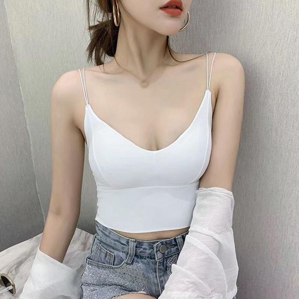 women's tanks & camis summer v-neck women slim short style tank ladies padded tube top, White
women's tanks & camis summer v-neck women slim short style tank ladies padded tube top, White