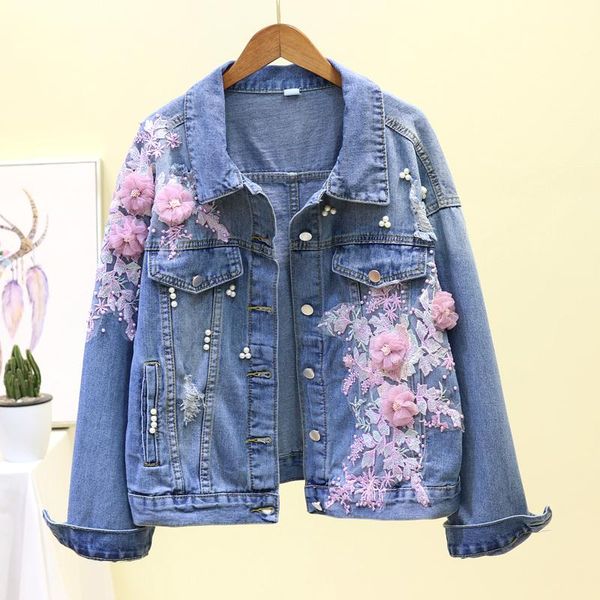 women's jackets 2021 spring autumn korean heavy industry embroidery three-dimensional flower hole denim coat female loose jacket women, Black;brown
women's jackets 2021 spring autumn korean heavy industry embroidery three-dimensional flower hole denim coat female loose jacket women, Black;brown
