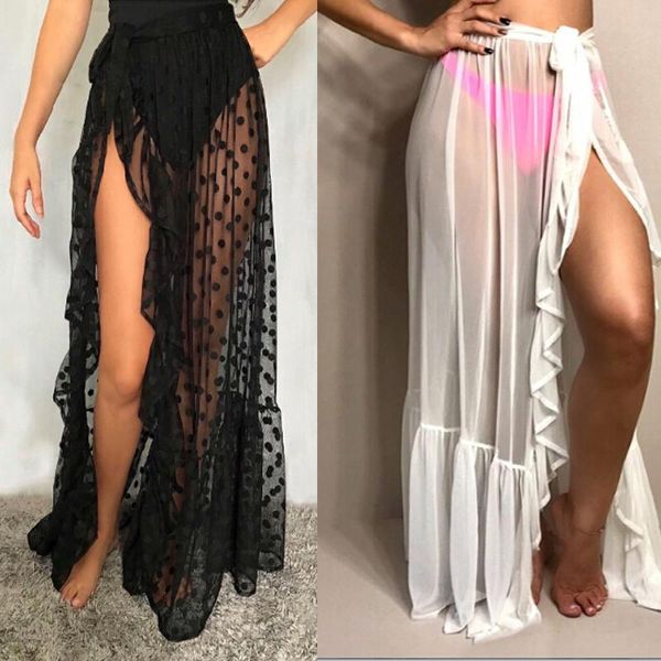 women's swimwear black/white beach dress bikini cover-up split summer mesh sheer sarong dot 2021 monokini hawaii vacation wrap skirt, White;black
women's swimwear black/white beach dress bikini cover-up split summer mesh sheer sarong dot 2021 monokini hawaii vacation wrap skirt, White;black