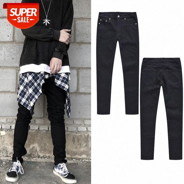 ins flow black all-match jeans for men and women kanye slim feet long pants #ww93, Blue