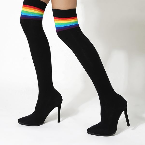 sandals 2021 sock boots mixed colors stretch fabric over-the-knee women heel thigh high pointed toe woman shoes rvx0, Black
sandals 2021 sock boots mixed colors stretch fabric over-the-knee women heel thigh high pointed toe woman shoes rvx0, Black