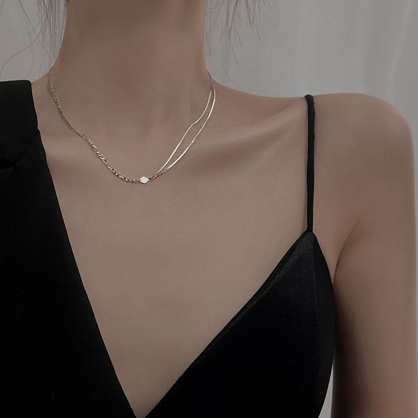 double light necklace luxury niche design feeling clavicle chain new tide neck chain choker, Silver
double light necklace luxury niche design feeling clavicle chain new tide neck chain choker, Silver